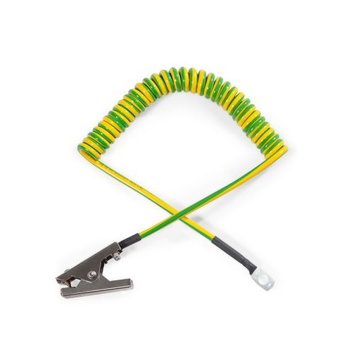 Mini spiralni ozemljitveni kabel z 1 kleščami iz nerjavečega jekla 60 mm in 1 sponko, 3 m ATEX