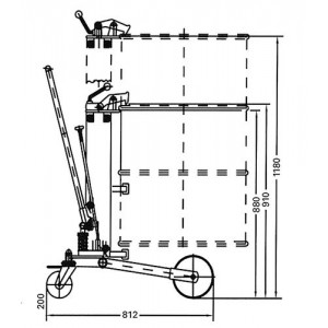 Dvigalo sodov Servo Eco, za 200 l sode, široko podvozje, višina dviga 0-300 mm