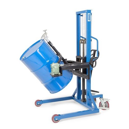 Servo dvigalo sodov, obračanje sodov 180°, jekleni sodi 200 l, široko podvozje, višina dviga 0-1270 mm