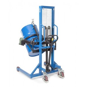 Servo dvigalo sodov, obračanje sodov 180°, jekleni sodi 200 l, široko podvozje, višina dviga 0-1270 mm