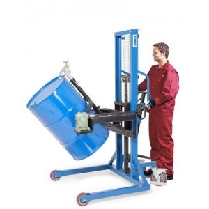 Servo dvigalo sodov, obračanje sodov 180°, jekleni sodi 200 l, široko podvozje, višina dviga 0-1270 mm