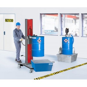 Dvigalo sodov Secu Ex, z objemko, 200 do 220 l, šasija v obliki črke V, višina dviga 0-1320 mm, ATEX