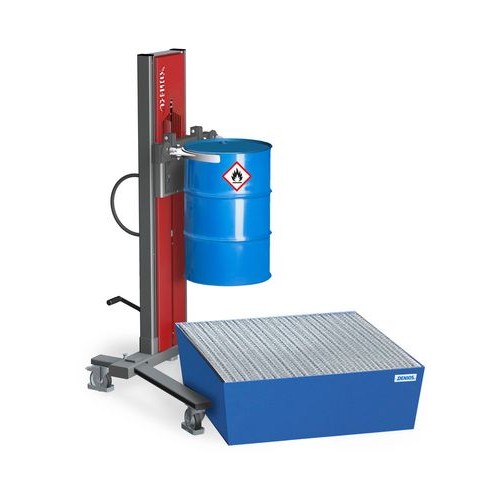 Dvigalo sodov Secu Ex, z objemko, 200 do 220 l, šasija v obliki črke V, višina dviga 0-1320 mm, ATEX