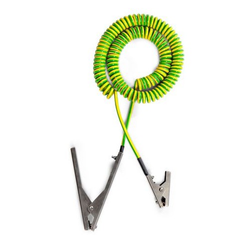 Spiralni ozemljitveni kabel z 2 kleščama iz nerjavečega jekla 1x60/1x140 mm, dolžina 3 m, ATEX