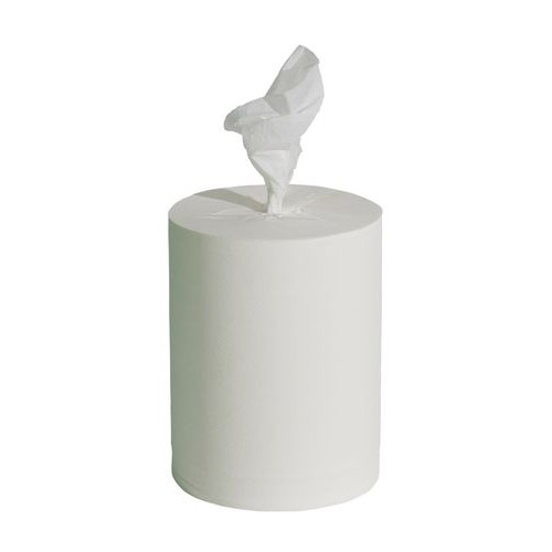 Čistilna krpa z notranjim navijanjem, bela, 1-slojna, PU = 6 zvitkov po 300 m, širina = 22 cm