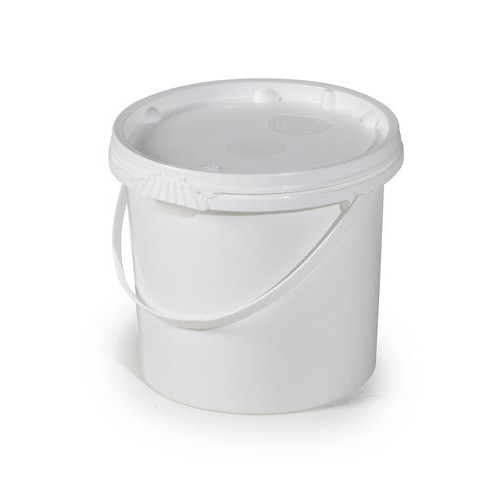 UN vedro iz PP, 5,5 L, belo s pokrovom in plastičnim ročajem, PU = 10 kosov