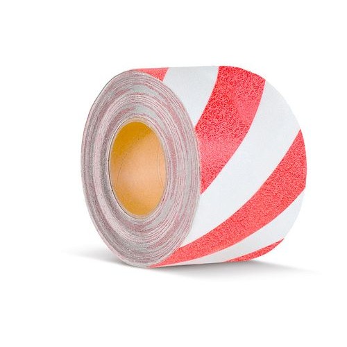 M2 - protizdrsna opozorilna oznaka, rdeče/bela, zvitek 100 mm x 18,3 m