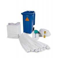 DENSORB komplet veziv za ukrepanje ob razlitju olja, v modri posodi s kolesi B 36