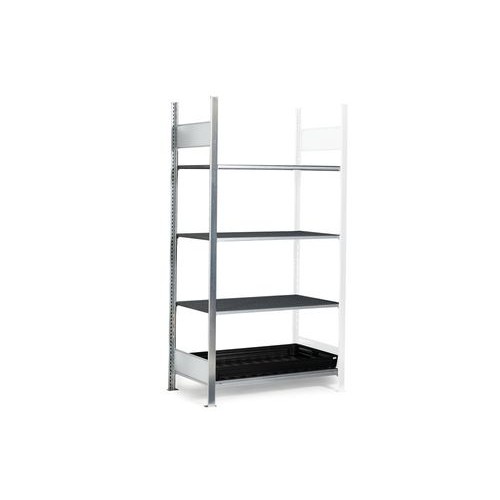 Regal GKG 1060 pro za nevarne snovi, PE pladenj, PE rešetka, 1012 x 637 x 2000 mm, dodatna enota