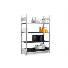Regal za nevarne snovi GKG 1360 pro, PE pladenj, PE rešetka, 1360 x 637 x 2000 mm, osnovni regal