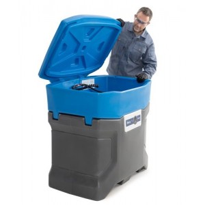 Naprava za pranje delov BIO.X C100, sestavljena iz umivalnika, pokrova in začetnega polnila