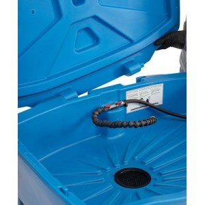 Naprava za pranje delov BIO.X C100, sestavljena iz umivalnika, pokrova in začetnega polnila