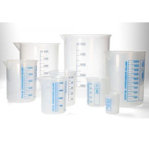 Čaša Griffin iz PP, laboratorijske čaše z natisnjeno modro volumsko lestvico, 3000 ml, 6 kosov