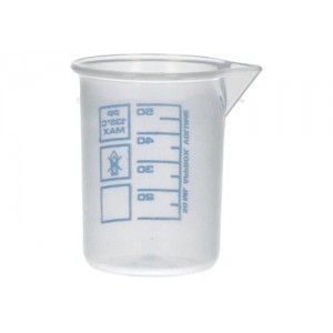 Čaša Griffin iz PP, laboratorijske čaše z natisnjeno modro volumsko lestvico, 50 ml, 24 kosov