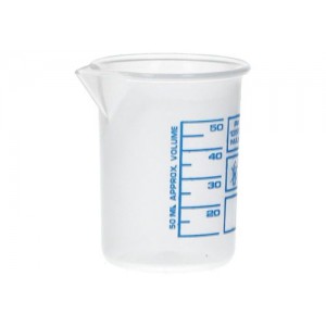 Čaša Griffin iz PP, laboratorijske čaše z natisnjeno modro volumsko lestvico, 50 ml, 24 kosov