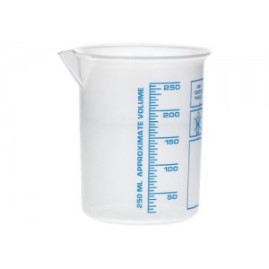 Čaša Griffin iz PP, laboratorijske čaše z natisnjeno modro volumsko lestvico, 250 ml, 24 kosov