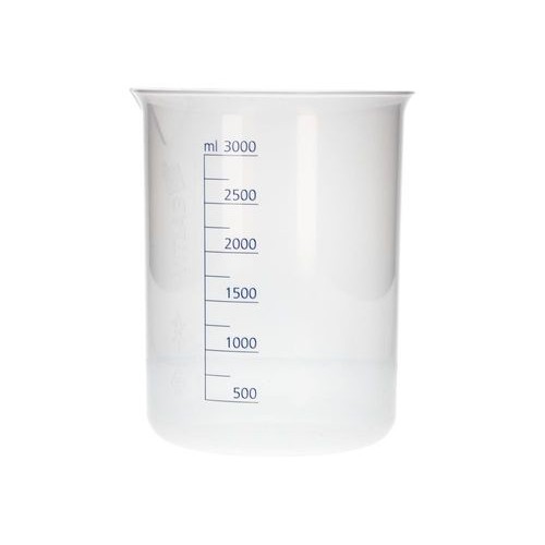 Čaša Griffin iz PP, laboratorijske čaše z natisnjeno modro volumsko lestvico, 3000 ml, 6 kosov