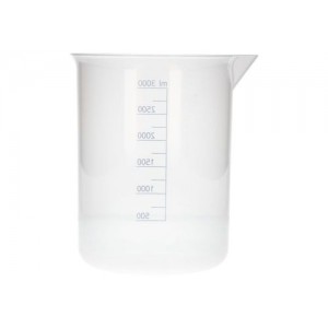 Čaša Griffin iz PP, laboratorijske čaše z natisnjeno modro volumsko lestvico, 3000 ml, 6 kosov