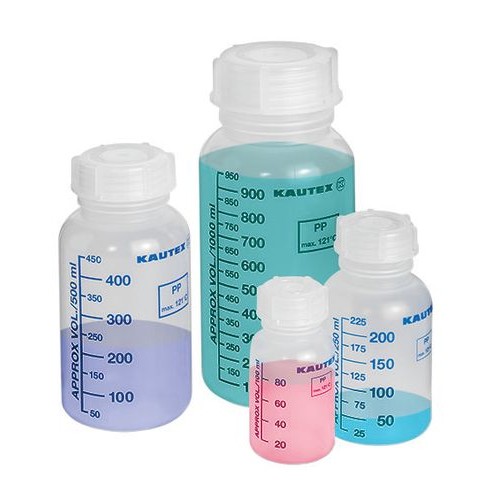 Plastenke s širokim grlom iz PP, s prostorninsko lestvico, 100 ml, 30 kosov