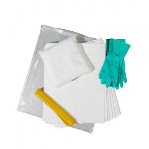 DENSORB komplet za ukrepanje ob razlitju olja, v prosojni vreči, z vpojnimi podlogami in blazinami