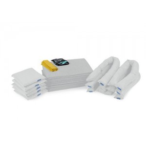 DENSORB komplet veziv za ukrepanje ob razlitju olja, v prozorni torbi, 76 l