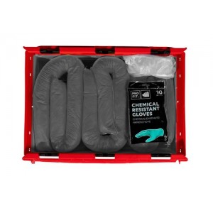 DENSORB komplet za ukrepanje ob razlitju, v rdeči zložljivi škatli, univerzalna izvedba