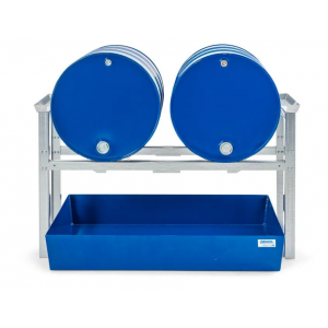 Stojalo / polnilna postaja za 2 soda po 200 litrov, barvana lovilna posoda, 1429 x 1210 x 837 mm
